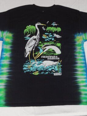 BIRD COLLECTIVE HERONS & EGRETS TIE DYE T-SHIRT UNISEX SIZE 3XL T-SHIRT M37